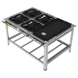 Fogão Industrial Inox Gastromaq 4 Bocas Mistas Centro com Chapa Fgi404cdch - 1