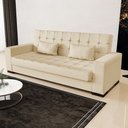Ver imagem 2 de Sofá Cama Decorativo 210cm Beesley Pu Bege Fosco - Gran Belo