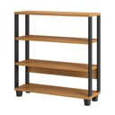 Ver imagem 2 de Estante de Livros Industrial 100% MDF 89,5CMX92CM Multiuso 4 Prateleiras Laranja/Freijó/Preto