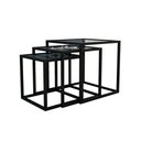 Ver imagem 3 de Kit Industrial Duo Mesa de Centro Catarina 35x135 e Trio de Mesa Lateral Isabela Tampo Vidro - Preto