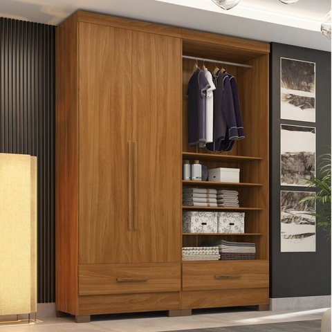 Guarda-Roupa Modulado 2 Peças 2 Portas 2 Gavetas Smart Plus Marrom/Cinamomo