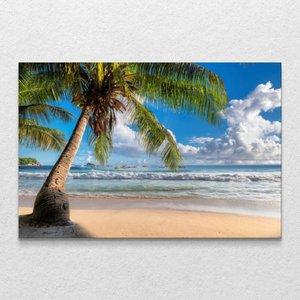 Quadro Decorativo Moderno Praia Coqueiro Sem Moldura e Sem Vidro 90X140