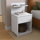 Ver imagem 1 de Mesa de Cabeceira 40x74cm com 1 Gaveta e Prateleira Mavie Patrimar Branco