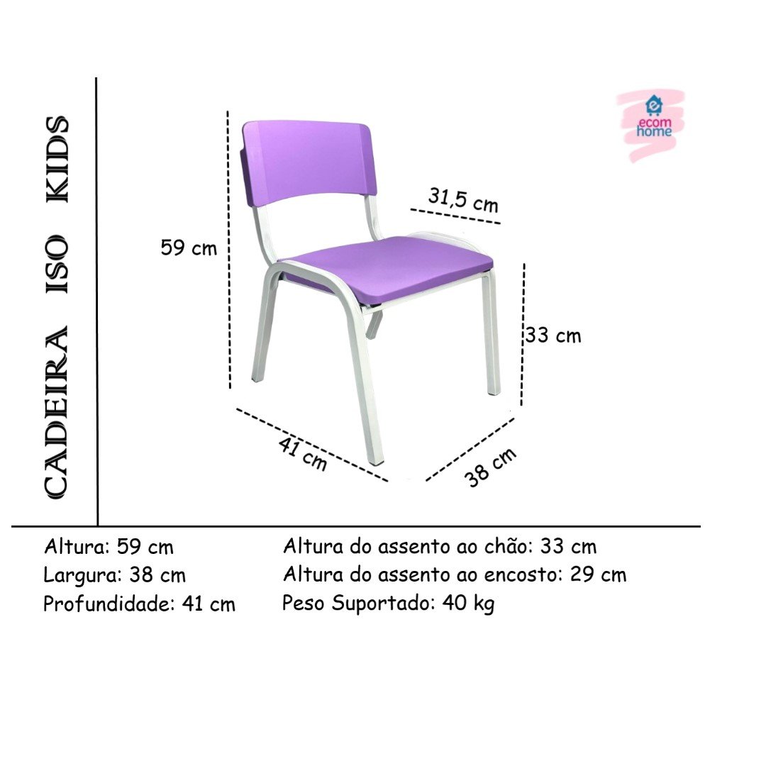 Kit 10 Cadeiras Infantil Iso Colors Brinquedoteca Escolas Creches Igrejas Ecomhome - 5