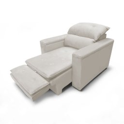 Poltrona Cadeira do Papai Reclinável Retrátil Onix Suede Bege - Loja Sheep - 5