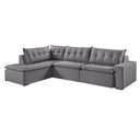 Ver imagem 3 de Sofá Retratil com Chaise Esquerda Titan 6 Lugares 2,96m Tecido Linho