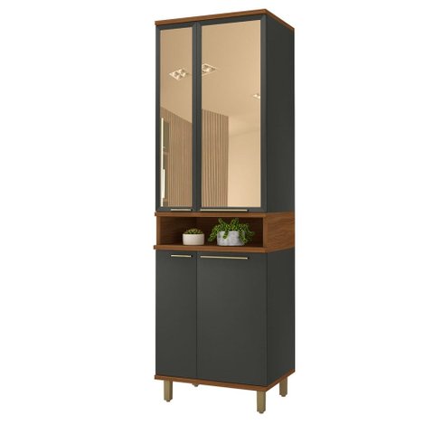 Paneleiro Duplo 70cm Munique 4 Portas com Vidro 6154.4 Chumbo - Indekes