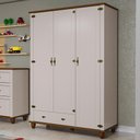 Ver imagem 3 de Guarda Roupa Solteiro 3 Portas 1 Gaveta 141cm Provençal Alegra S05 Off White Nogueira - Lyam Decor