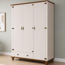 Ver imagem 4 de Guarda Roupa Solteiro 3 Portas 1 Gaveta 141cm Provençal Alegra S05 Off White Nogueira - Lyam Decor