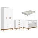 Ver imagem 1 de Quarto de Bebê Flip com Cômoda Gaveteiro Branco Acetinado com Colchão Gazin - Reller