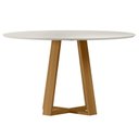 Ver imagem 1 de Mesa para Sala de Jantar Tampo Redondo com Vidro 135cm Vitória Marrom Ype/Off White
