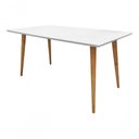 Ver imagem 1 de Mesa Jantar Pés Palito Retangular Laqueada com Vidro 100x70 Branco