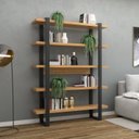 Ver imagem 1 de Estante de Livros Industrial 100% MDF 135CMX175CM 5 Prateleiras Freijó Preto Fosco Laranja