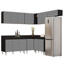 Ver imagem 1 de Armário de Cozinha Modulado de Canto 7 Peças Cp20 Balcão com Tampo Preto/cinza - Lumil Lumil Móveis