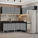 Ver imagem 2 de Armário de Cozinha Modulado de Canto 7 Peças Cp20 Balcão com Tampo Preto/cinza - Lumil Lumil Móveis