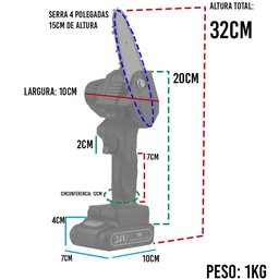Mini Serra Eletrica Motossera De Mao 600W Corte Rapido Madeira Arvore Galhos Eficiente Jardim - 2