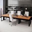 Ver imagem 1 de Plataforma de Trabalho para 6 Pessoas 360cm x 120cm Nogal com Preto F5 Office