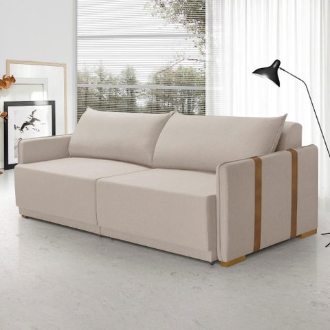 Sofá Cama Retrátil Reclinável 2 Lugares Unique em Linho Sala - 224 Cm