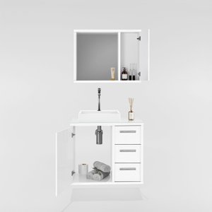 Gabinete para Banheiro com Cuba e Espelho Turin 60 C/ Vidro - Avelato / Branco
