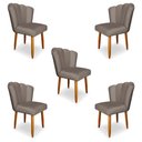 Ver imagem 1 de Kit 5 Cadeiras de Jantar Pétala Estofada Pés Palito Veludo Cappuccino - Montanaris Decor