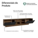 Ver imagem 4 de Rack Suspenso para Tv até 80 Polegadas 218 Cm 2 Portas Rustic/preto Agata Madesa
