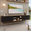 Ver imagem 1 de Rack Suspenso para Tv até 80 Polegadas 218 Cm 2 Portas Rustic/preto Agata Madesa