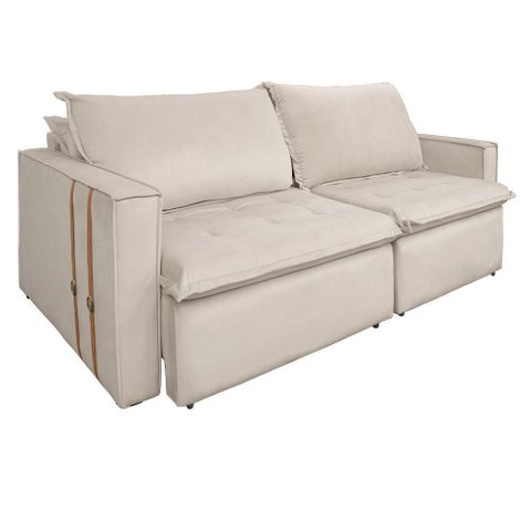 Sofá Retrátil Reclinável 4 Lugares 270 cm México Veludo Off White K01 - D'Rossi