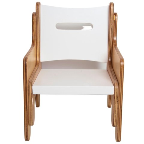 Cadeirinha Infantil de Madeira Branca Fabrink