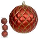 Ver imagem 3 de Cj 3 Bolas de Natal Pvc Vermelho e Dourado 10cm