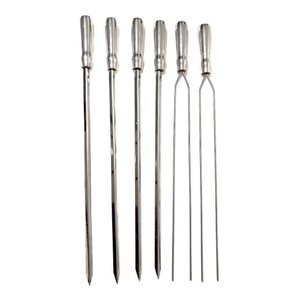 Kit 6 Espetos Churrasco Espada Duplo em Inox de 70cm Lamina