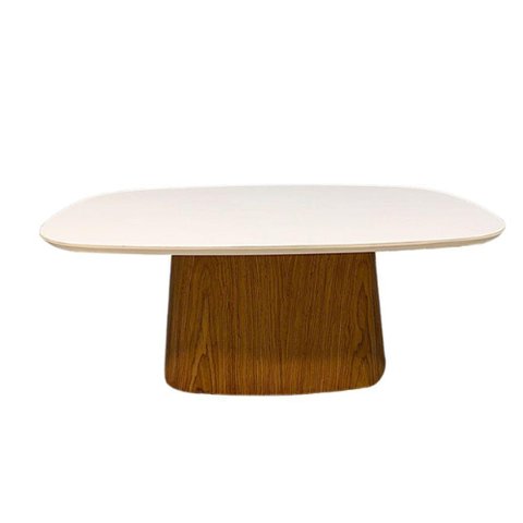 Mesa de Centro Retangular 100x60cm Madeira e Laca Branca