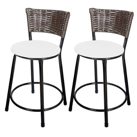 Banquetas Baixa Para Cozinha Hawai Café 2un Assento Branco