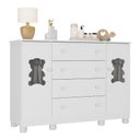 Ver imagem 2 de Cômoda Infantil 125cm 2 Portas com Vidro e 4 Gavetas Fofura Multimóveis Mp4485 Branco Branco