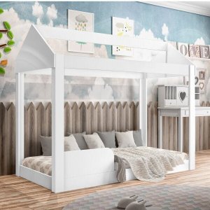 Cama Montessoriana Infantil 160cm Casinha Montessoriana Crystal  Branco