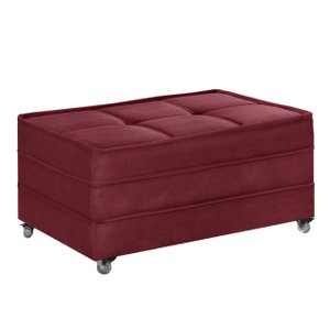 Puff Cama Multiuso Solteiro Com Rodízios LINDECOR Vermelho escuro