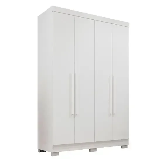 Guarda-roupa Solteiro Recife com Pé 4 Portas 2 Gavetas Branco - 6