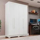 Ver imagem 1 de Guarda-roupa Solteiro Recife com Pé 4 Portas 2 Gavetas Branco