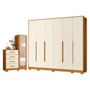 Ver imagem 1 de Kit Guarda Roupa Casal Mercure 6 Portas e Cômoda Belize Plus 4 Gavetas Cinamomo Off White