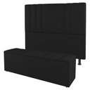 Ver imagem 1 de Kit Cabeceira e Baú Cama Box King Size Grace 195cm Suede Preto - Desk Design