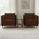 Ver imagem 1 de Kit 2 Poltronas Aviv para Sala Escritório Recepção Linho Terracota Premium Easy Clean Corino Marrom 