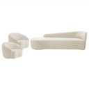 Ver imagem 2 de Kit Divã Recamier Orgânico França 220cm Lado Esquerdo e 2 Poltronas Amore Bouclé
