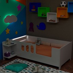 Cama Infantil Montessoriana Livia com Led Usb Prateleiras Divaloto Acompanha Mesa de Cabeceira - Bra - 3