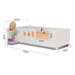 Cama Infantil Montessoriana Livia com Led Usb Prateleiras Divaloto Acompanha Mesa de Cabeceira - Bra - 6