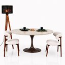 Ver imagem 2 de Mesa de Jantar Saarinen Oval 120x80 cm Tampo Quartzito Taj Mahal e Base Laca Marrom Cacau