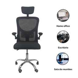 Kit 2 Cadeiras de Escritório Diretor Oficial Vegas com Apoio - Preto - 3