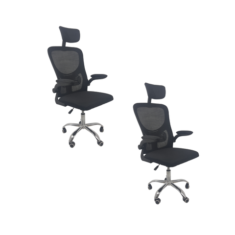 Kit 2 Cadeiras de Escritório Diretor Oficial Vegas com Apoio - Preto + E-book