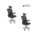 Ver imagem 2 de Kit 2 Cadeiras de Escritório Diretor Oficial Vegas com Apoio - Preto + E-book