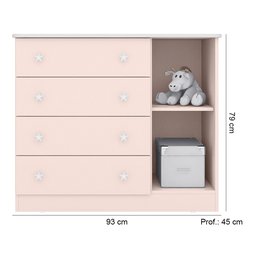 Quarto de Bebê Doce Sonho Completo com Cômoda Sapateira Qmovi Rosa Acetinado - 3