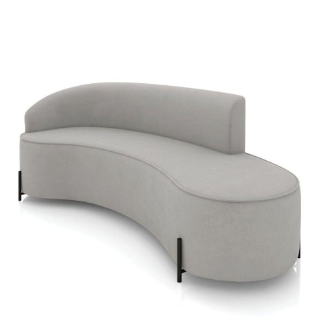 Sofá 4 Lugares Orgânico 220cm Pé Ferro Preto Morgan Suede Cinza D03 - D'Rossi