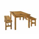 Ver imagem 5 de Conjunto Mesa 180cm e 2 Bancos Área Gourmet Madeira Maciça Ventimiglia Marrom/Nogueira